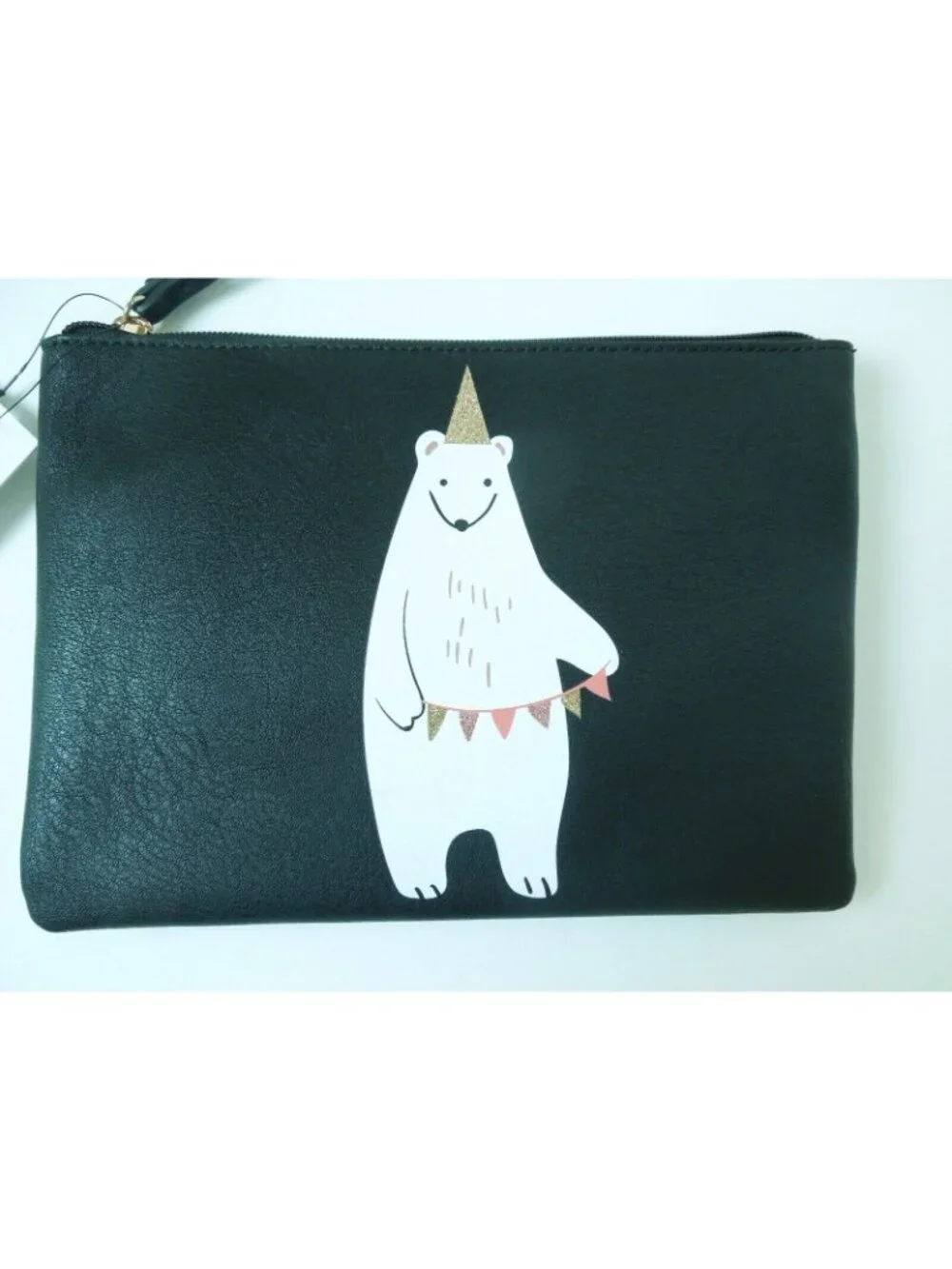 LC Women's Gift Grab And Go Pouch With Wristlet Black Bear- NWT